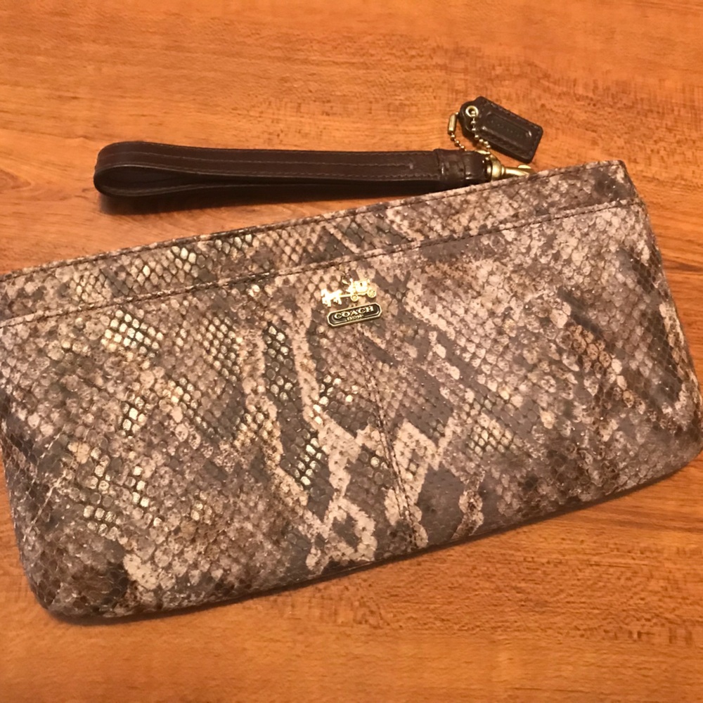 Coach python zippered clutch
